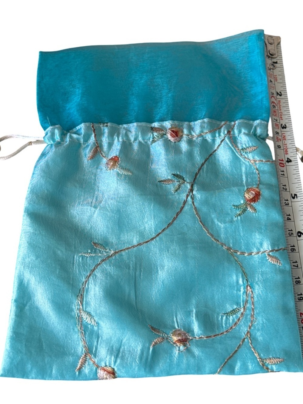 Source Unknown Turquoise Embroidered Drawstring Pouch - Picture 4 of 4